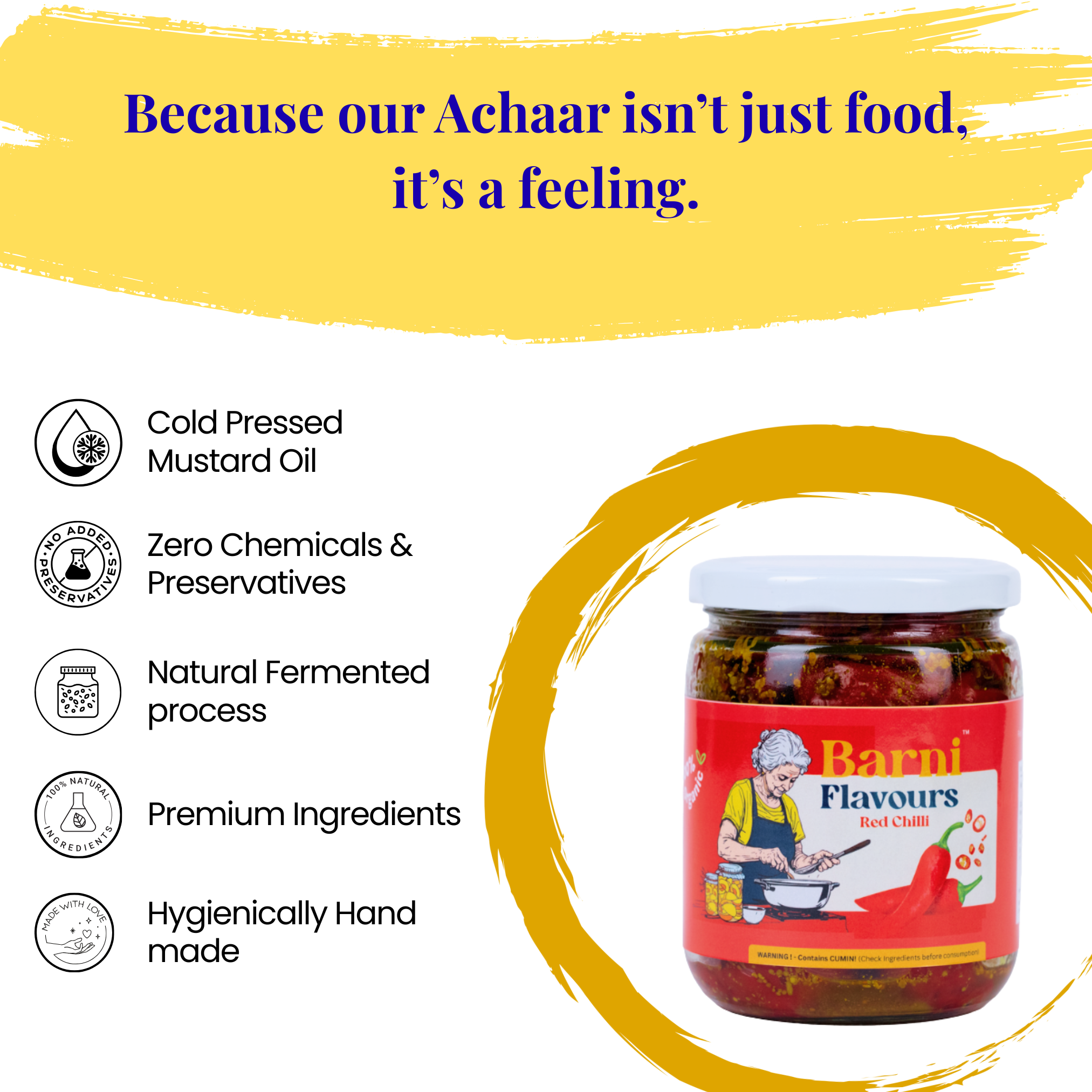 Barni Flavours Red Chilli Pickle jar with whole red chillies and mustard oil – authentic Indian achar