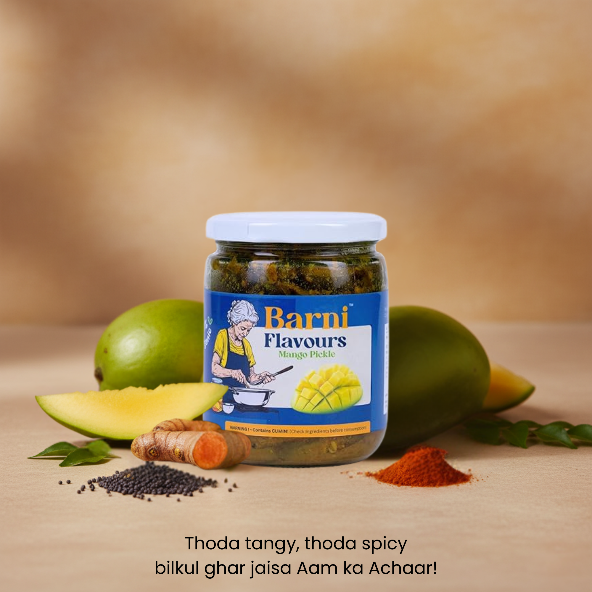 Barni Flavours Mix Pickle jar with mango, carrot, lemon, and chili – homemade Indian mixed achar