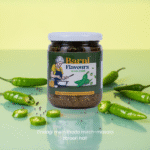 Barni Flavours Green Chilli Pickle jar with green chillies and mustard seeds – authentic Indian homemade achar